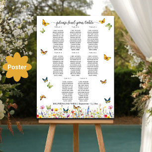 Wildblumen Schmetterlinge 8 Tische Hochzeitssitze Poster