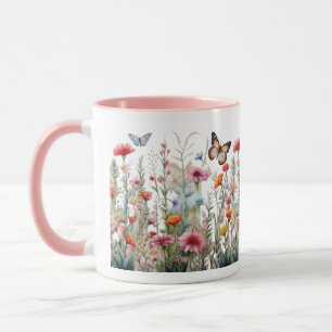 Wildblumen Schmetterlinge Feld Blumen Kaffee Tee Tasse