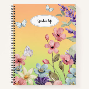 Wildblumen & Schmetterlinge feminine verblichene A Notizbuch