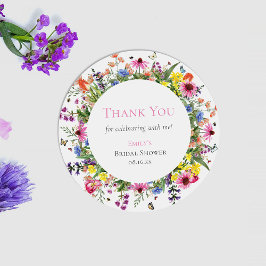 Wildblumen & Schmetterlinge Vielen Dank Runder Aufkleber