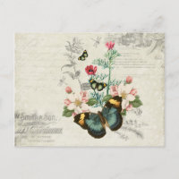 Wildblumen Schmetterlinge Vintag Ephemera
