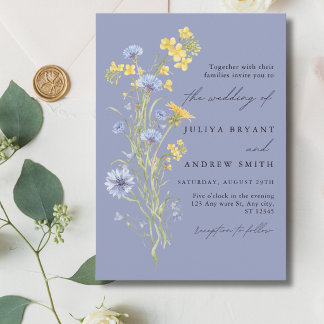 Wildblumen-Schrift Blaue Hochzeits-Einladung Einladung