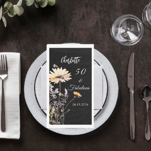 Wildblumen schwarz 50 fabelhafte Geburtstage Serviette