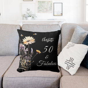 Wildblumen schwarz gelb 50 fabelhafte Geburtstage Kissen