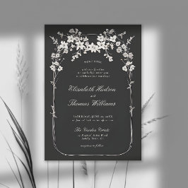 Wildblumen Schwarz-weiß Boho Arch Elegante Hochzei Einladung