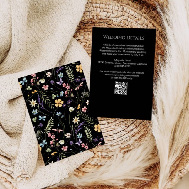 Wildblumen Schwarze Flora Hochzeiten Details Begleitkarte (Von Creator hochgeladen)