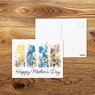 Wildblumen-Silhouette Muttertag  Postkarte