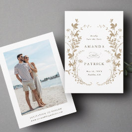 Wildblumen Silhouette Wreath Wedding Foto Tan Save The Date