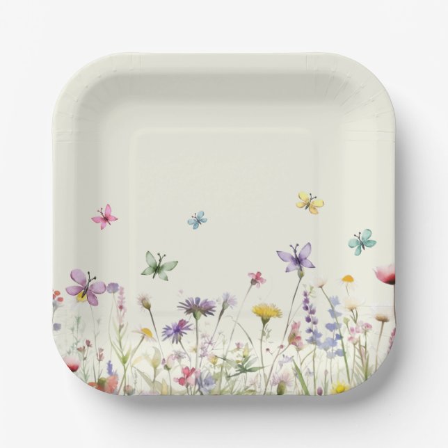 Wildblumen skurriles Party Pappteller (Vorderseite)