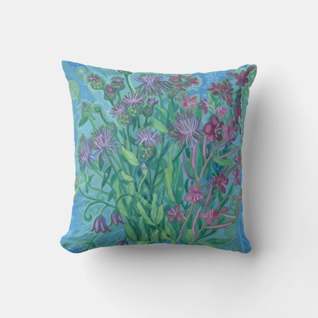 Wildblumen Sommer Blume Bouquet Blumenbemalung Kissen (Vorderseite)
