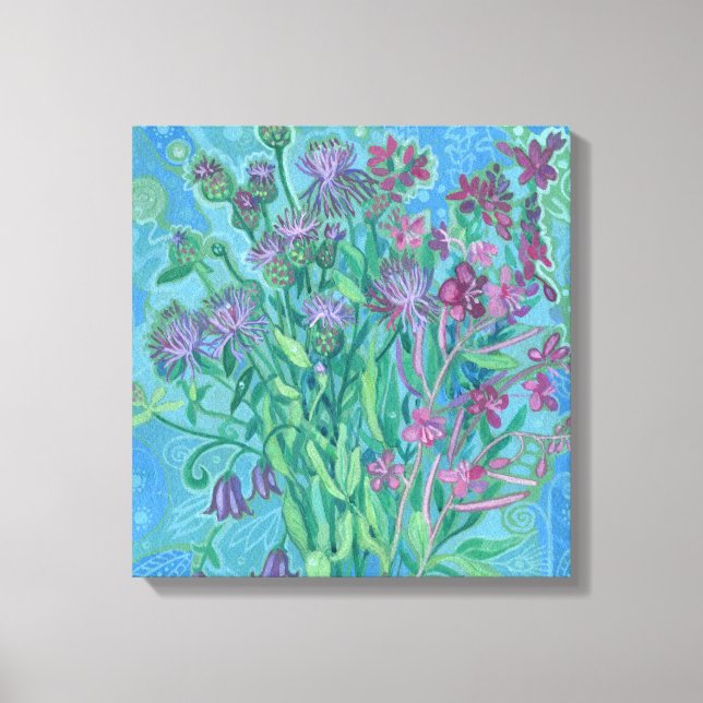 Wildblumen Sommer Blume Bouquet Blumenbemalung Leinwanddruck (Vorderseite)
