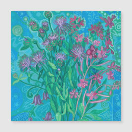 Wildblumen Sommer Blume Bouquet Blumenbemalung Magnetkarte