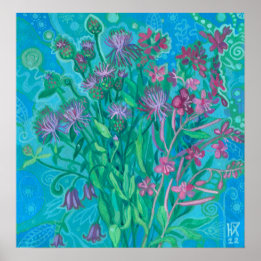 Wildblumen Sommer Blume Bouquet Blumenbemalung Poster