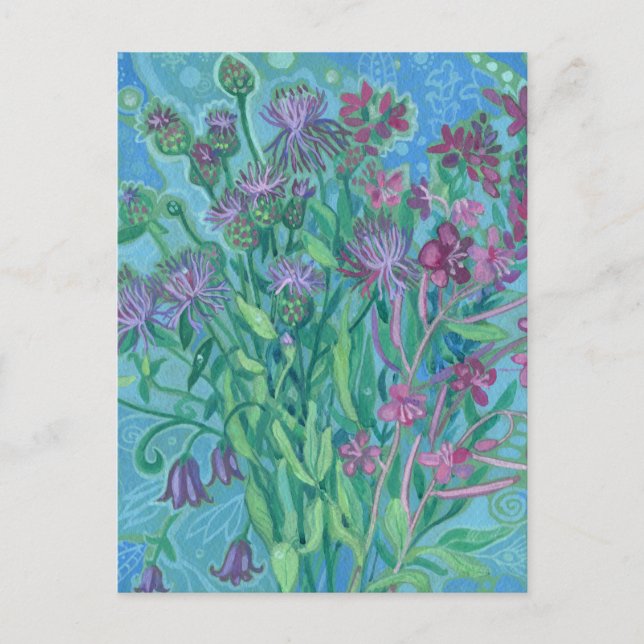 Wildblumen Sommer Blume Bouquet Blumenbemalung Postkarte (Vorderseite)