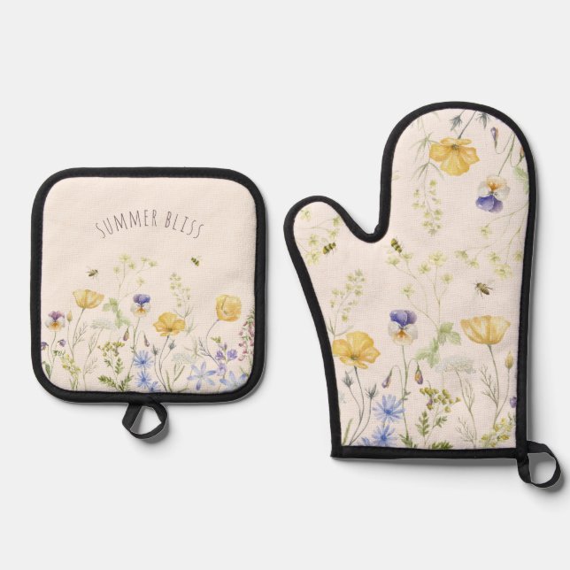Wildblumen, Sommerblicke Ofenhandschuh & Topflappen-Set (Vorderseite)