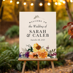 Wildblumen-Sonnenblumen-Hochzeits-Willkommensschil Poster