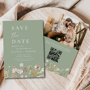 Wildblumen speichern den QR-Code für grünes Foto S Save The Date