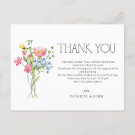 Wildblumen Spring Baby Dusche Vielen Dank Postkarte