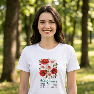 Wildblumen-Staatsgeist Rot Weiße Mohnblume Floral Tri-Blend Shirt