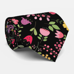Wildblumen Stilvolles Blumendesign auf schwarz Krawatte