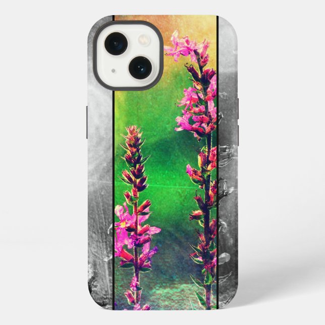 Wildblumen Streifen iPhone Hülle (Rückseite)