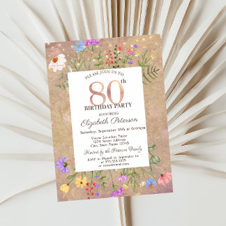 Wildblumen String Lights 80. Geburtstag Einladung