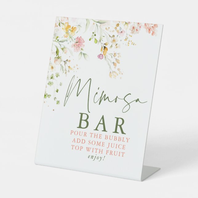 Wildblumen Summer Meadow Mimosa Bar Sign Sockelschild (Vorderseite)