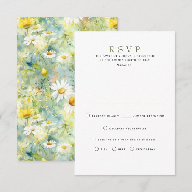 Wildblumen Summer Wedding RSVP Cards (Vorne/Hinten)