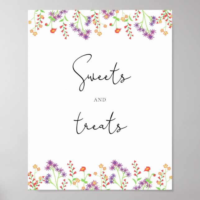Wildblumen Süßigkeiten und Leckerei Babydusche Poster (Vorne)