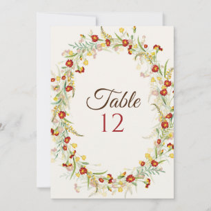 Wildblumen-Tagetes-Laub-Hochzeitstisch-Nummer Einladung