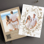 Wildblumen Tan Silhouette 2 Foto Hochzeit Save The Date<br><div class="desc">Diese elegante Hochzeitseinladung Save the Date bietet schöne Wildblumen als Silhouette als ovales Rahmen mit einem Foto. Für eine weiter gehende Anpassung dieses Designs klicken Sie bitte auf den BUTTON BLAU DESIGN TOOL oben! Matching-Elemente sind ebenfalls verfügbar.</div>