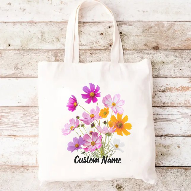 Wildblumen Tasche, Individuelle Name Totbeutel, Ma Tragetasche (wildflowers tote bag, custom name tote bag, birthday gift for her, Mother’s Day gift)