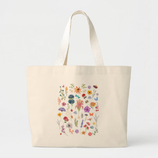 Wildblumen-Tasche | Rustikale Florale Alltagstasch Jumbo Stoffbeutel