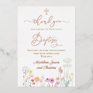 Wildblumen Taufe danke für das Kommen Folieneinladung
