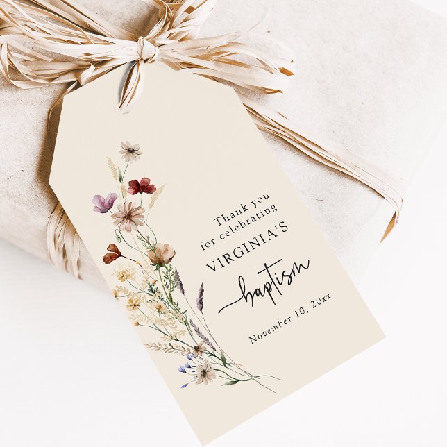 Wildblumen-Taufe Geschenkanhänger (Boho Wildflower Baptism Gift Tags by Painted Paperie
)