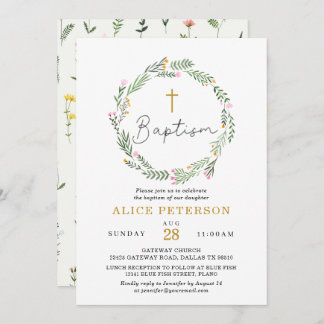 Wildblumen Taufe Mädchen Einladung