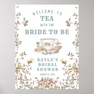 Wildblumen-Teeparty-Baby-Shower-Einladungsplakat 6 Poster