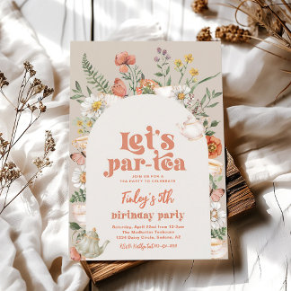Wildblumen-Teeparty-Geburtstag Einladung