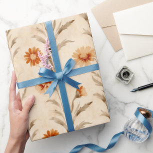 Wildblumen Terracotta Botanisches Muster Geschenkpapier