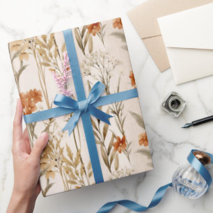 Wildblumen Terracotta Botanisches Muster Geschenkpapier