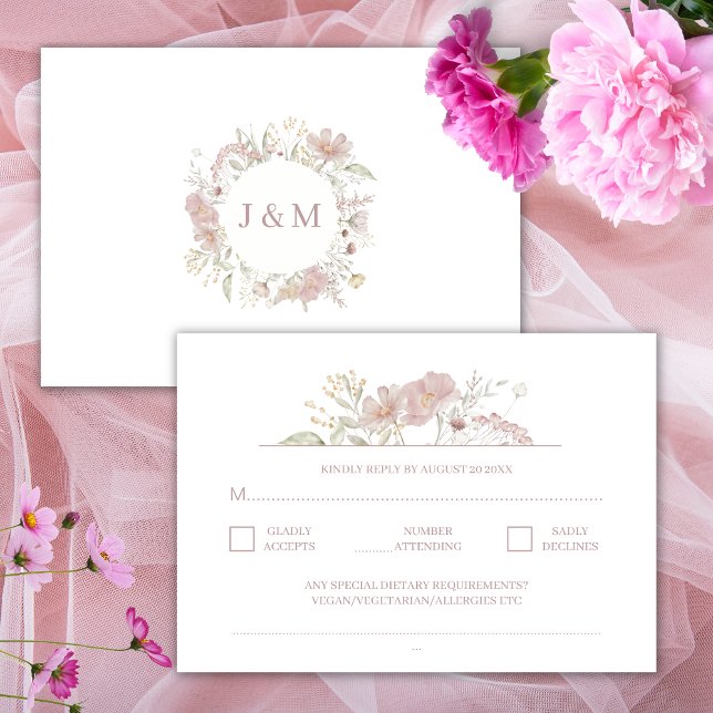 Wildblumen Traditionelles Weißes Hochzeitsszenario Begleitkarte (Von Creator hochgeladen)