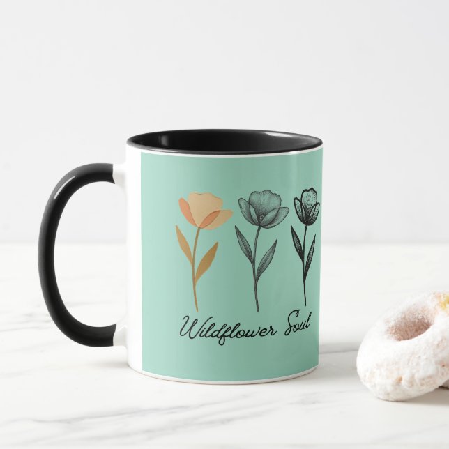 Wildblumen-Trenddesign Tasse (Mit Donut)