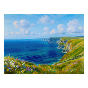 "Wildblumen über dem Meer" - Eine walisische Seeum Poster