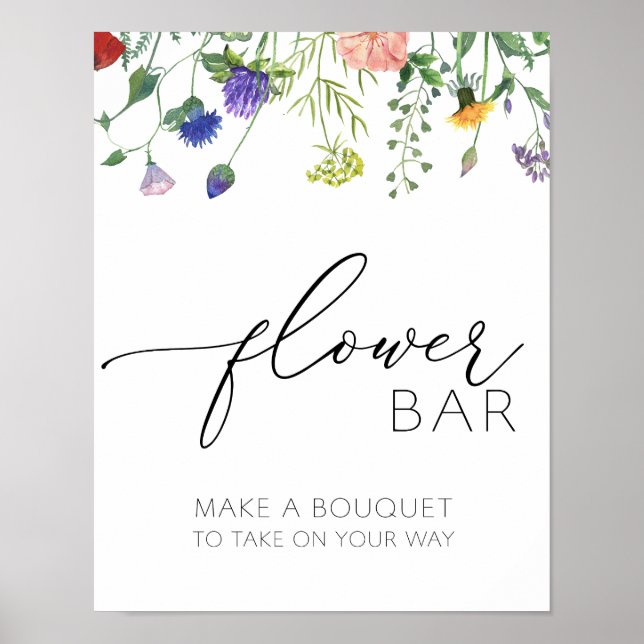 Wildblumen und Bienen-Blume-Bar-Unterschrift Poster (Vorne)