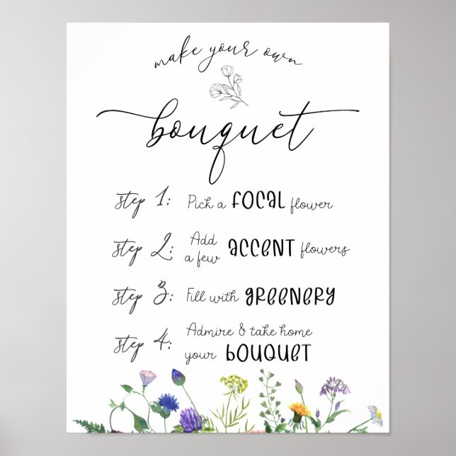 Wildblumen und Bienen-Blume-Bar-Unterschrift Poster (Vorne)