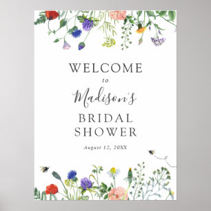 Wildblumen und Bienen Hochzeitsdusche Willkommenss Poster
