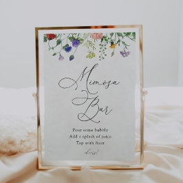 Wildblumen und Bienen Mimosa Bar Sign Poster