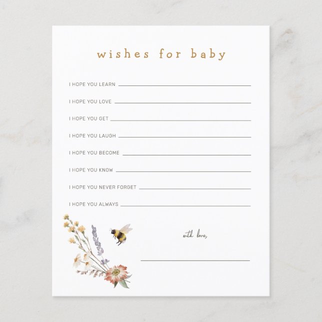 Wildblumen und Bienenwischchen für Babykarte (Vorderseite)