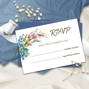 Wildblumen und Blaubeer Rustikale Hochzeits-RSVP-K RSVP Karte