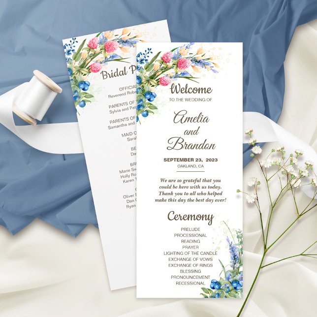 Wildblumen und Blueberry Rustic Wedding Program (Von Creator hochgeladen)